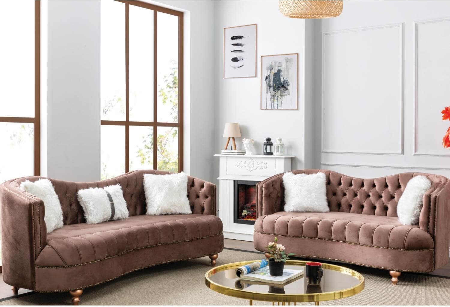 Happy Tufted Velvet Living Room Set