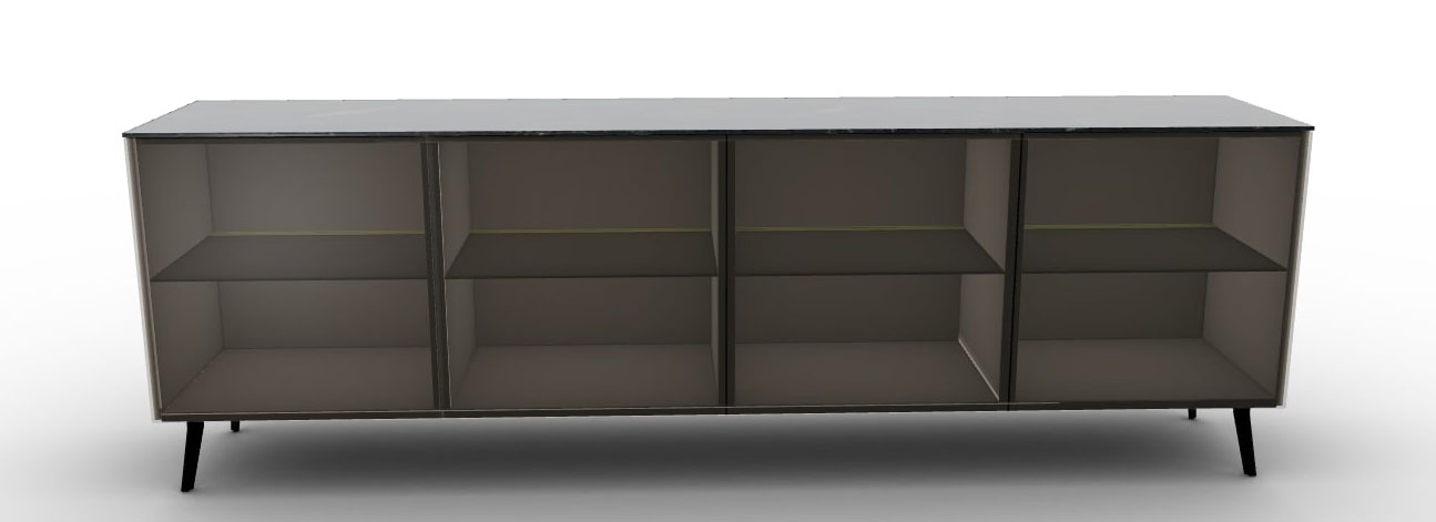 Universal Ceramic/Wood Customizable Sideboard w/4 Glass Doors & Metal Legs