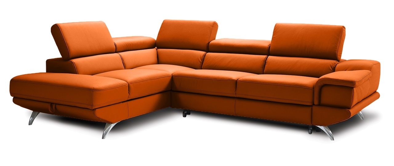 Capri L-Shaped Top Grain Italian Leather Sectional Sofa w/Left Arm Facing Storage Chaise