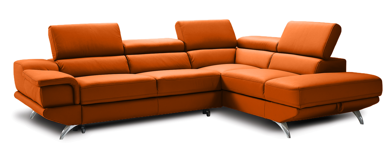 Capri L-Shaped Top Grain Italian Leather Sectional Sofa