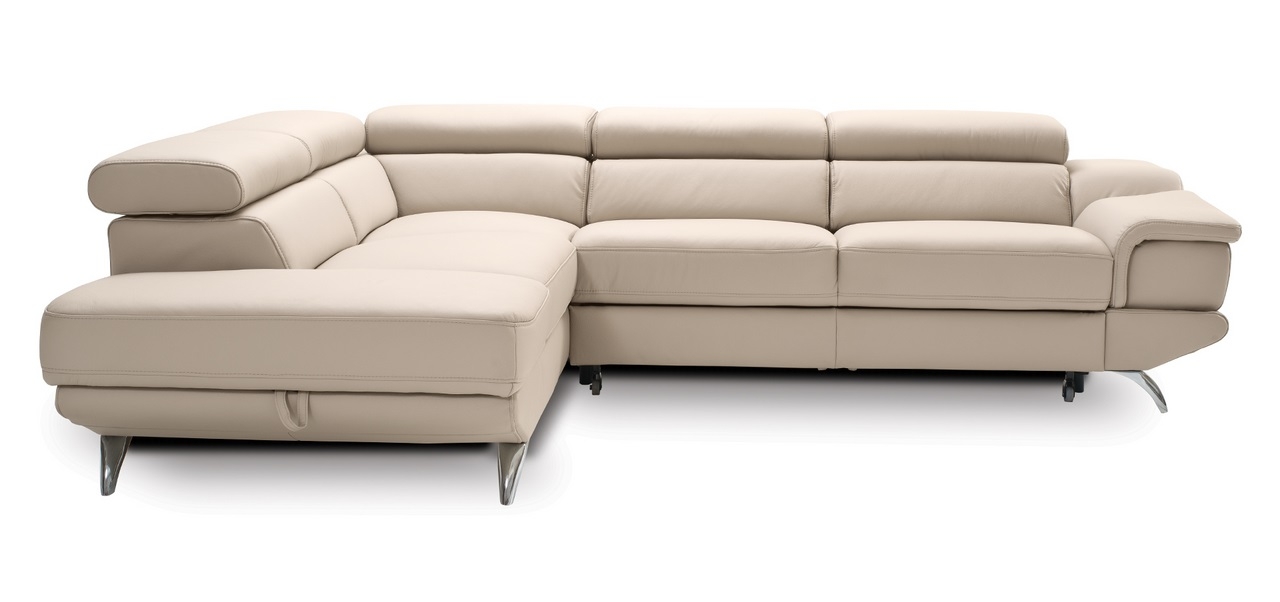 Capri L-Shaped Top Grain Italian Leather Sectional Sofa