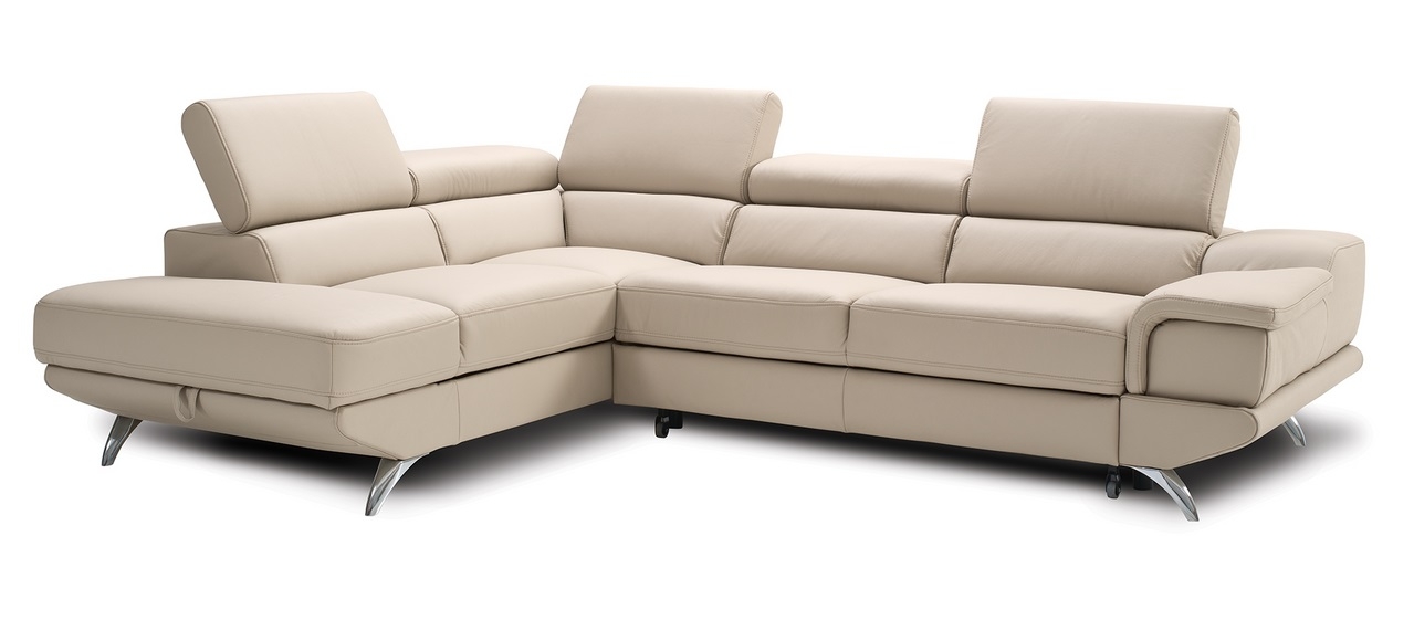 Capri L-Shaped Top Grain Italian Leather Sectional Sofa
