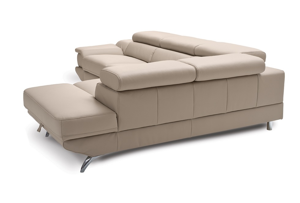 Capri L-Shaped Top Grain Italian Leather Sectional Sofa w/Right Arm Facing Storage Chaise