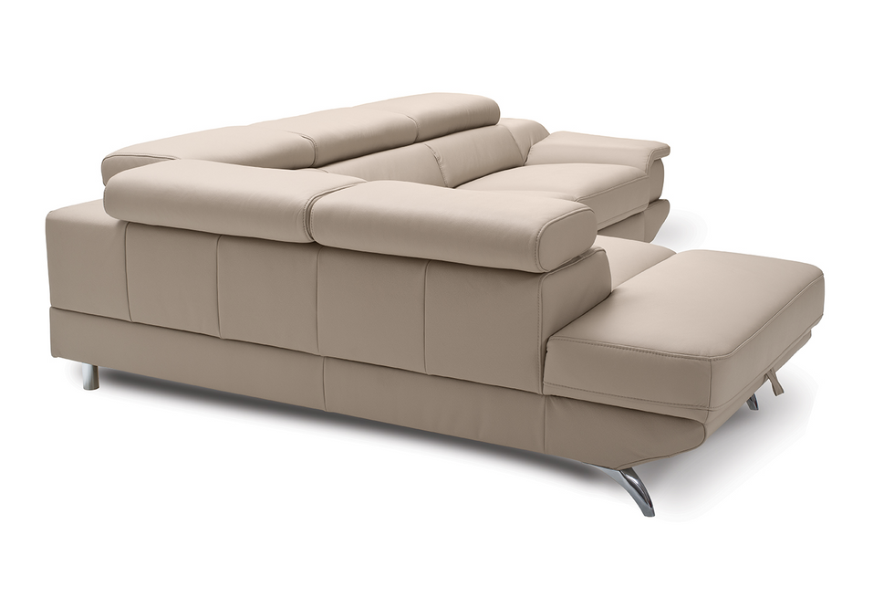 Capri L-Shaped Top Grain Italian Leather Sectional Sofa w/Left Arm Facing Storage Chaise