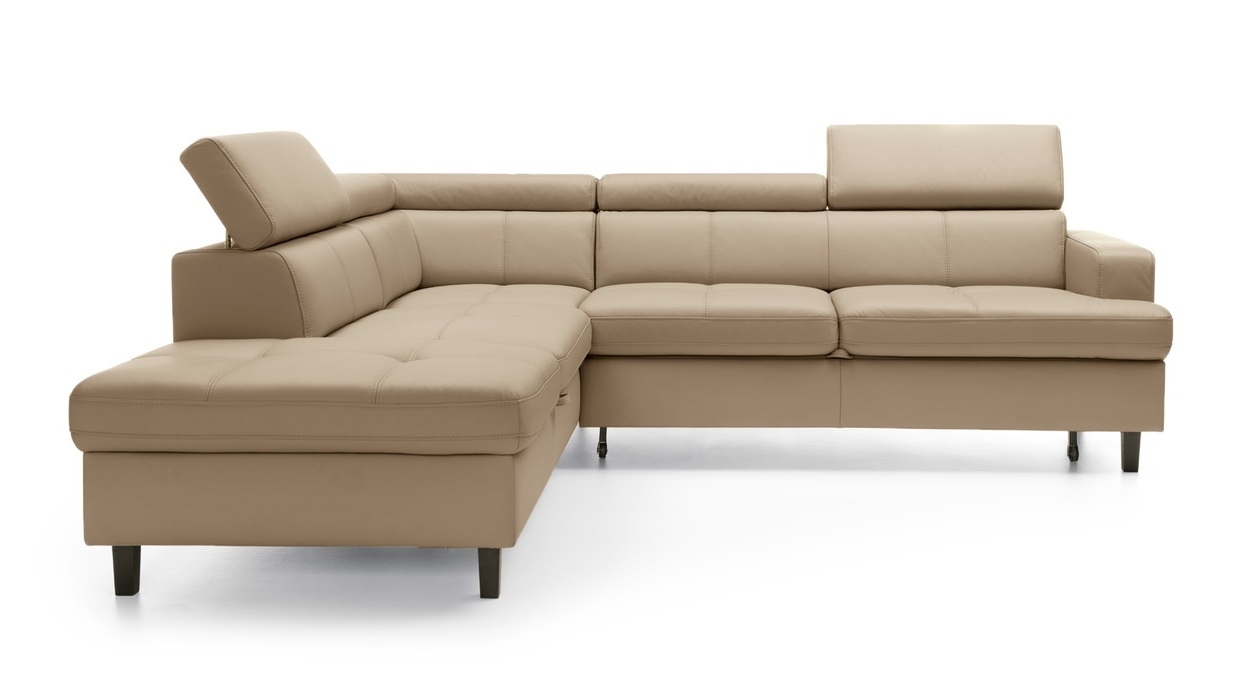 Reno L-Shaped Leather Sleeper Sectional Sofa w/Left Arm Facing Corner Storage Chaise