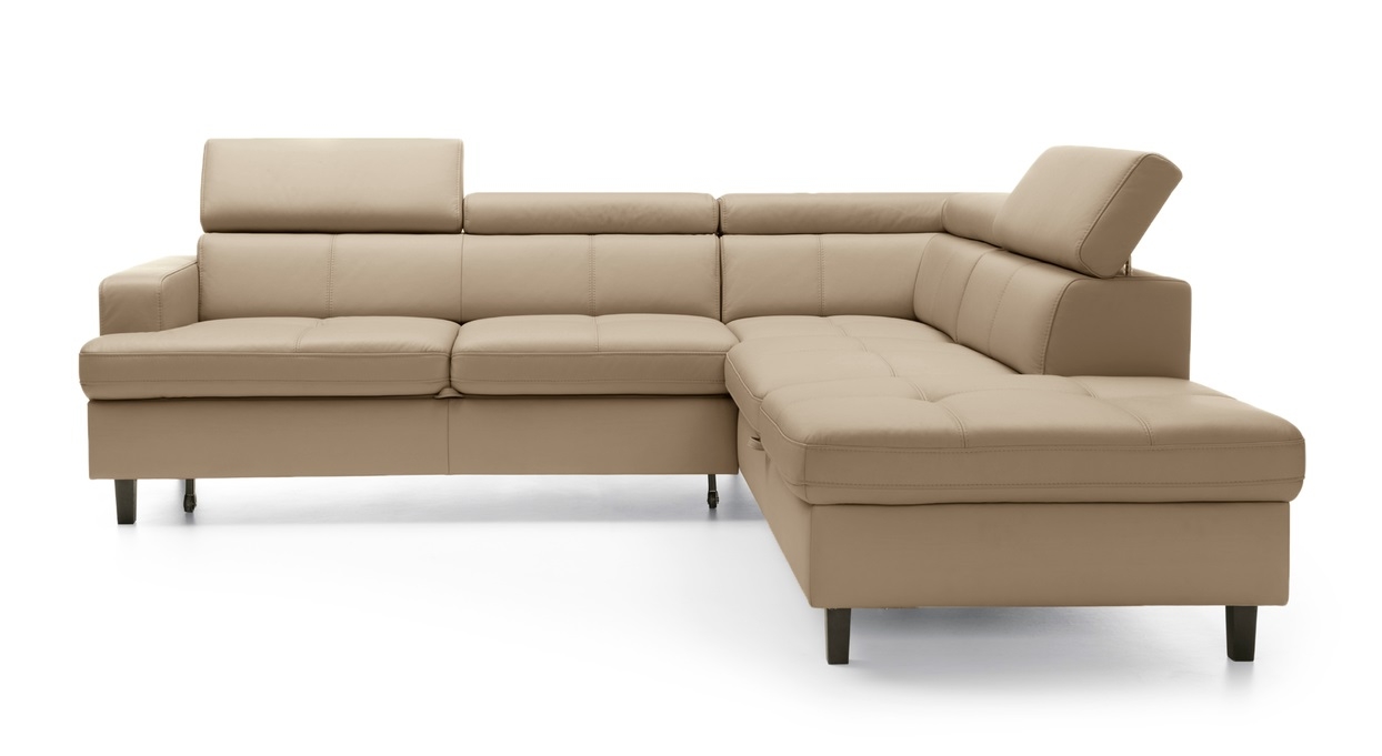 Reno L-Shaped Leather Sleeper Sectional Sofa w/Corner Storage Chaise