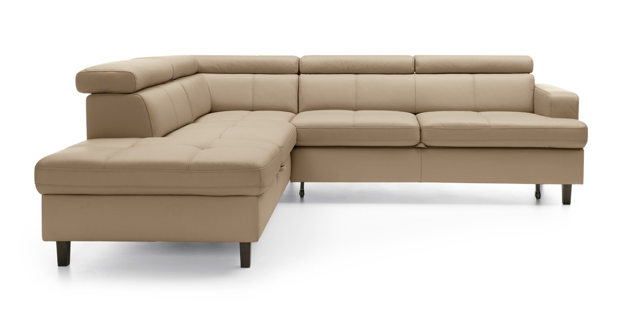 Reno L-Shaped Leather Sleeper Sectional Sofa w/Left Arm Facing Corner Storage Chaise