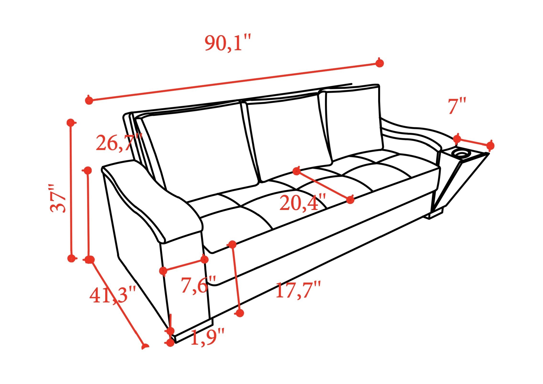 SM Scarlet Fabric/PU Sleeper Sofa