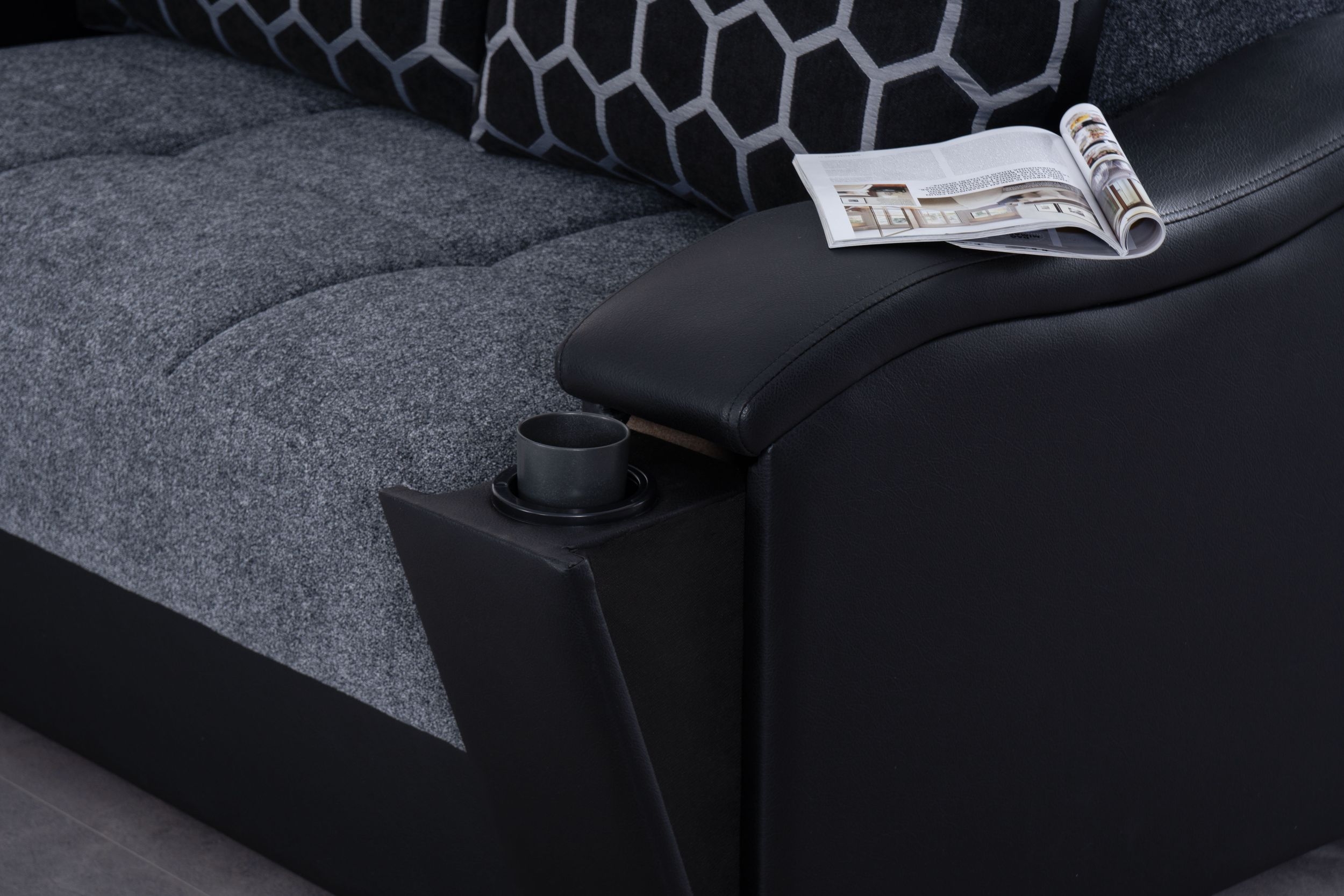 SM Scarlet Fabric/PU Sleeper Sofa