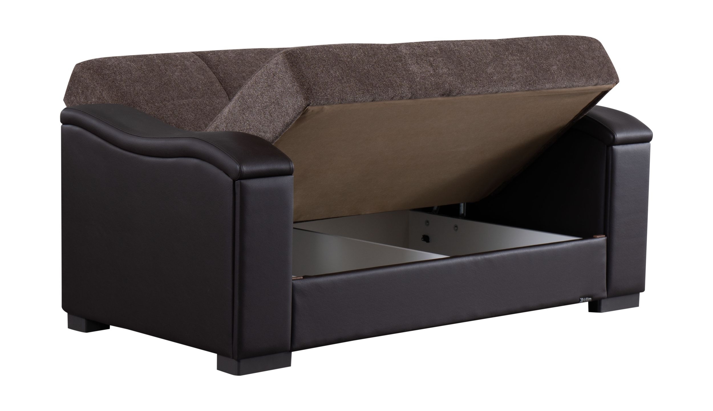 Upholstered Wooden Loveseat with Storage