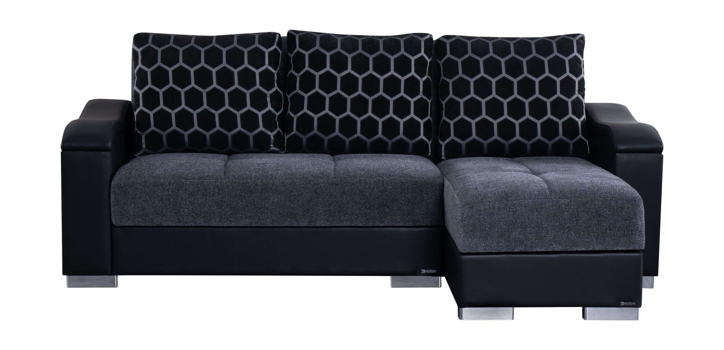 SM Scarlet Fabric/PU Reversible Chaise L-Shape Sectional Sofa