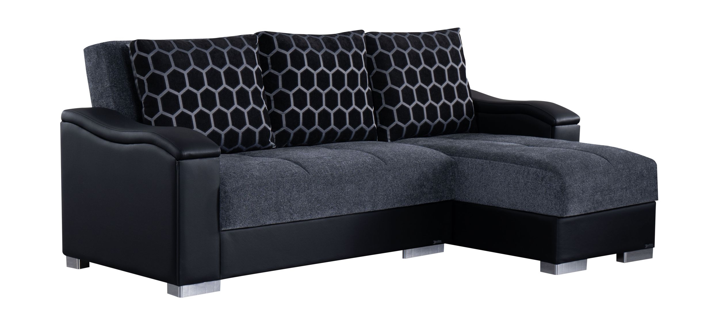 SM Scarlet Fabric/PU Reversible Chaise L-Shape Sectional Sofa