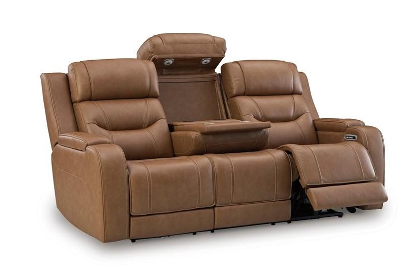 Knightington Power Leather/PVC Power Reclining Living Set w/Audio Seating