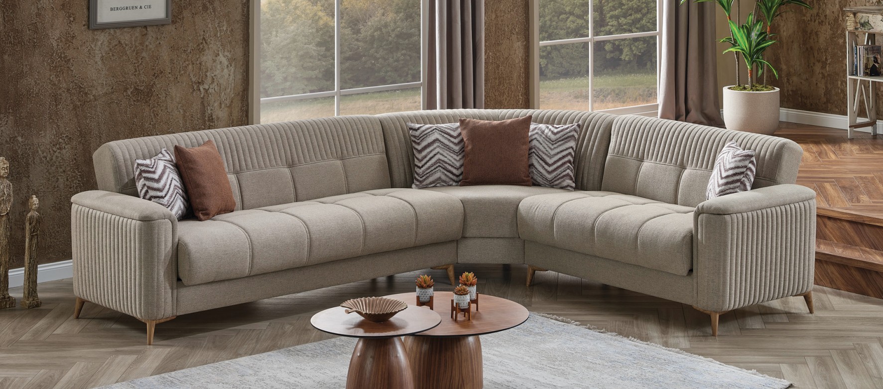 Levi Ribbed Sectional Sofa with Storage – Luxe Contemporary L-Shaped Couch, Composition 1