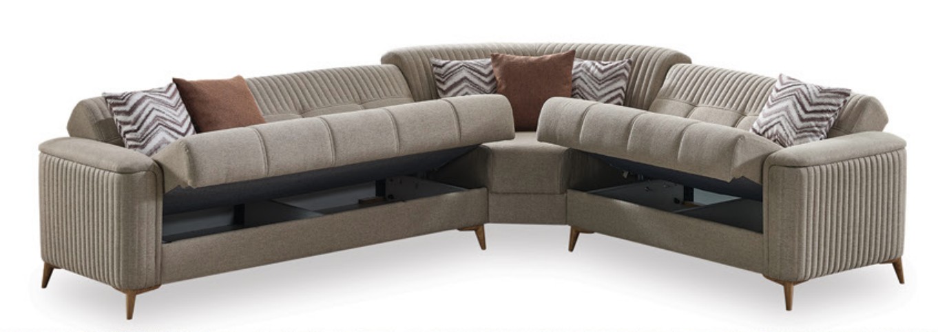 Levi Ribbed Sectional Sofa with Storage – Luxe Contemporary L-Shaped Couch, Composition 1