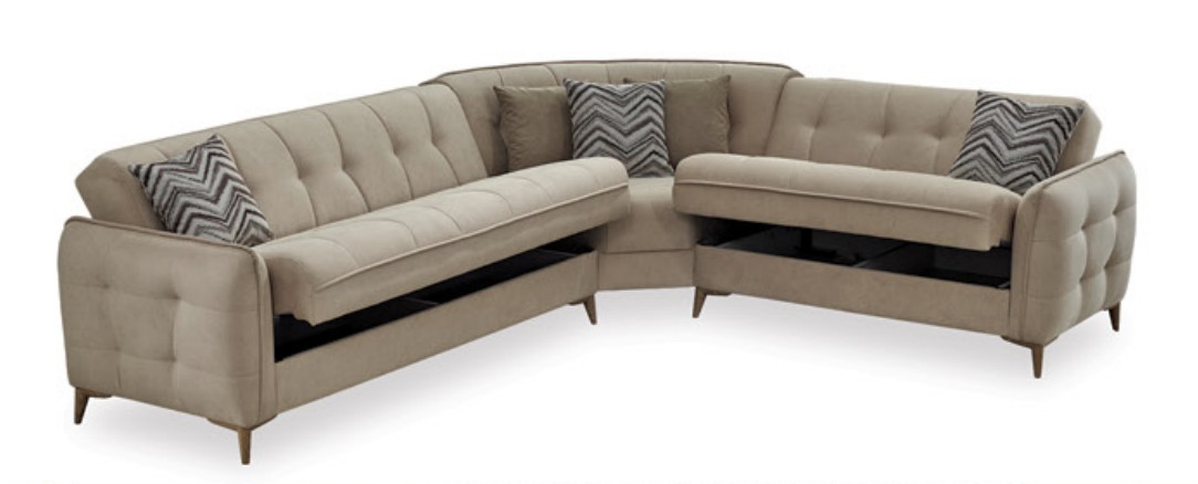 Perla Tufted L-Shaped Sectional Sofa with Storage – Modern Classic Design, Composition 1