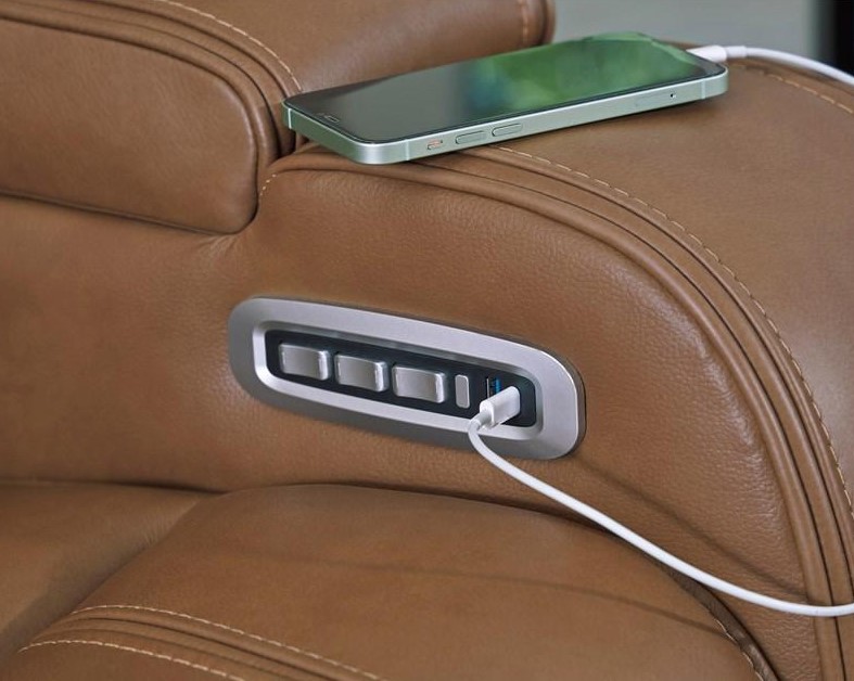 Knightington Power Leather/PVC Power Reclining Living Set w/Audio Seating