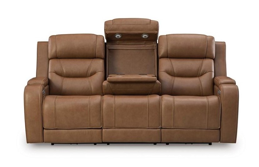 Knightington Power Leather/PVC Power Reclining Living Set w/Audio Seating