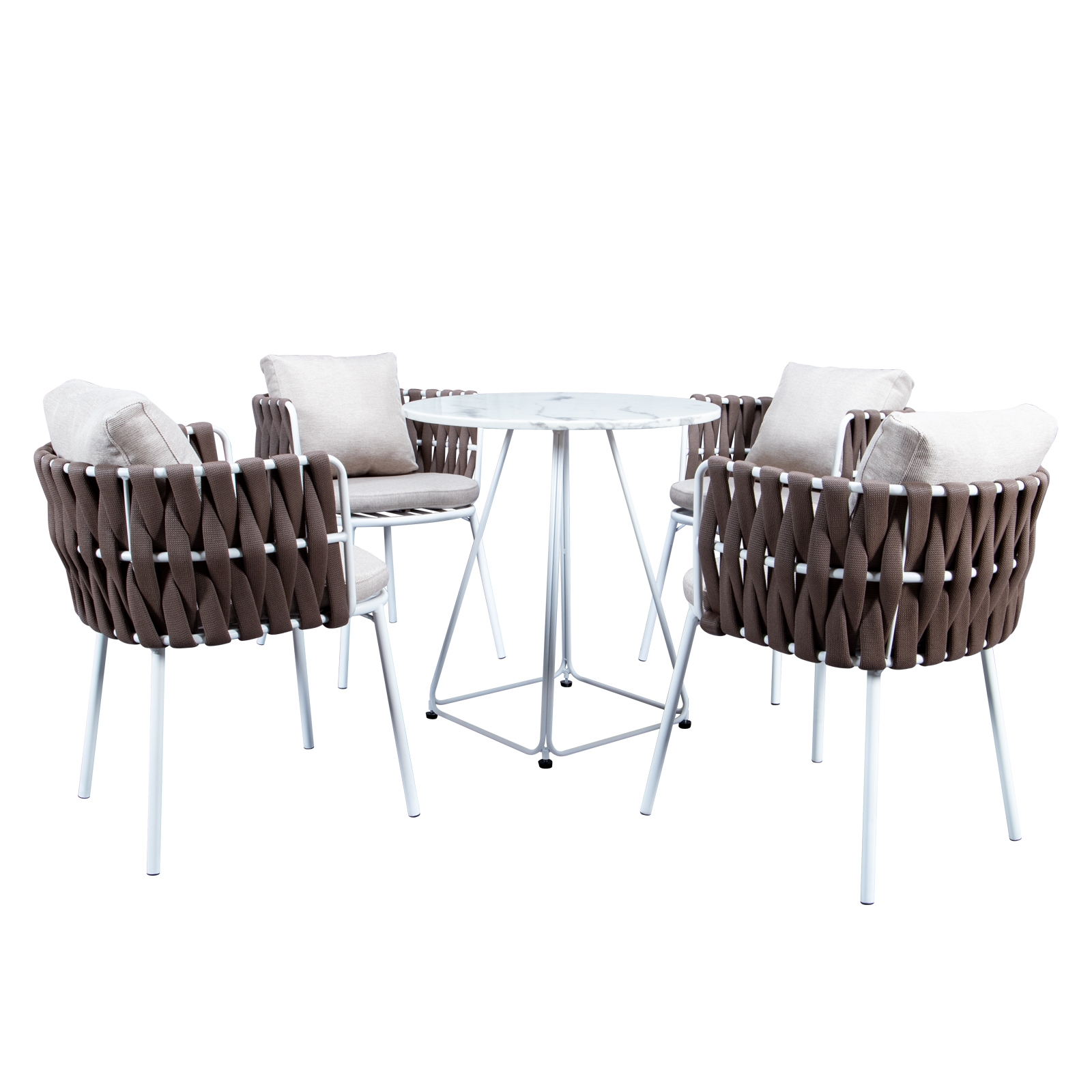 Spencer Rope 5 Piece Outdoor Bistro Patio Set