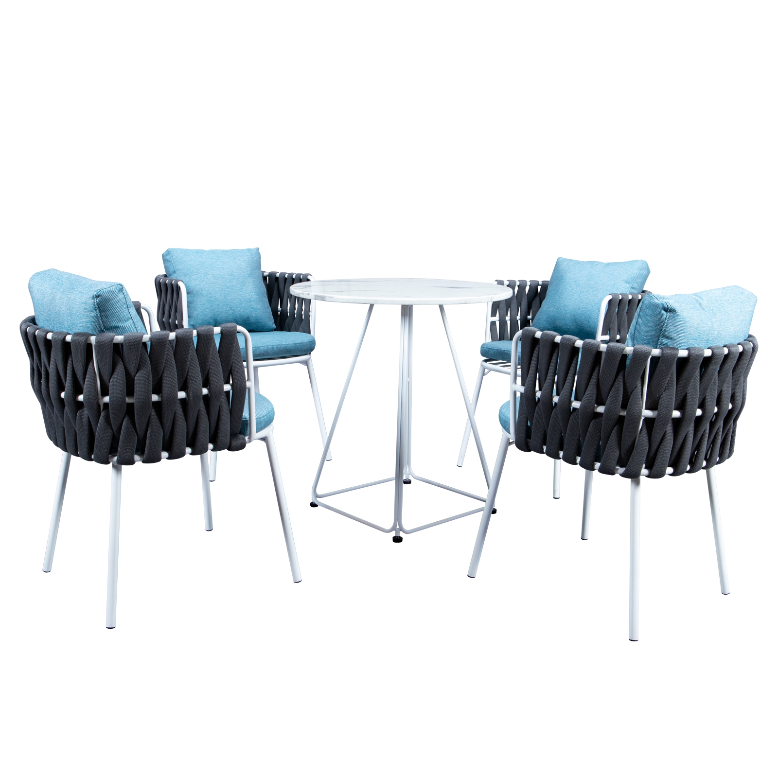 Spencer Rope 5 Piece Outdoor Bistro Patio Set