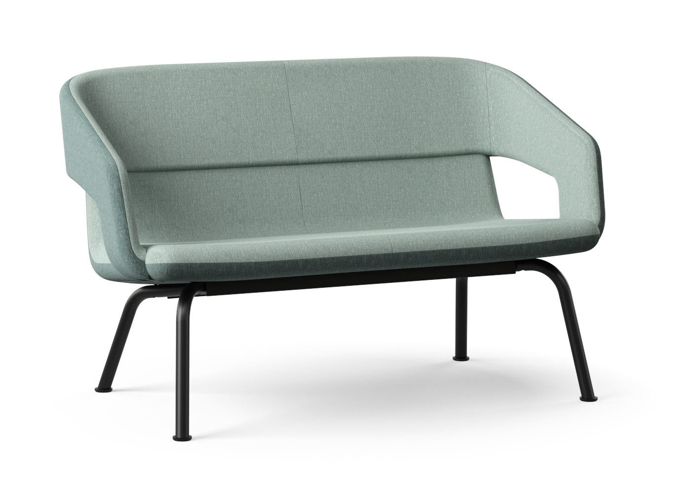 Twist & Sit Polyurethane Low Back 2-Seater Sofa w/Steel Frame & Base (Fabric 2)