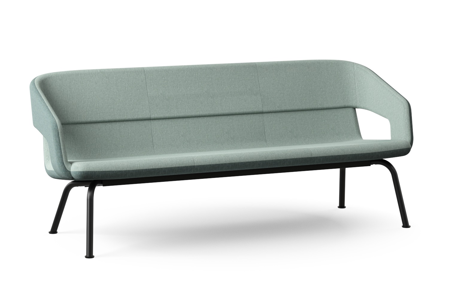 Twist & Sit Polyurethane Low Back 3-Seater Sofa w/Steel Frame & Base (Fabric 2)