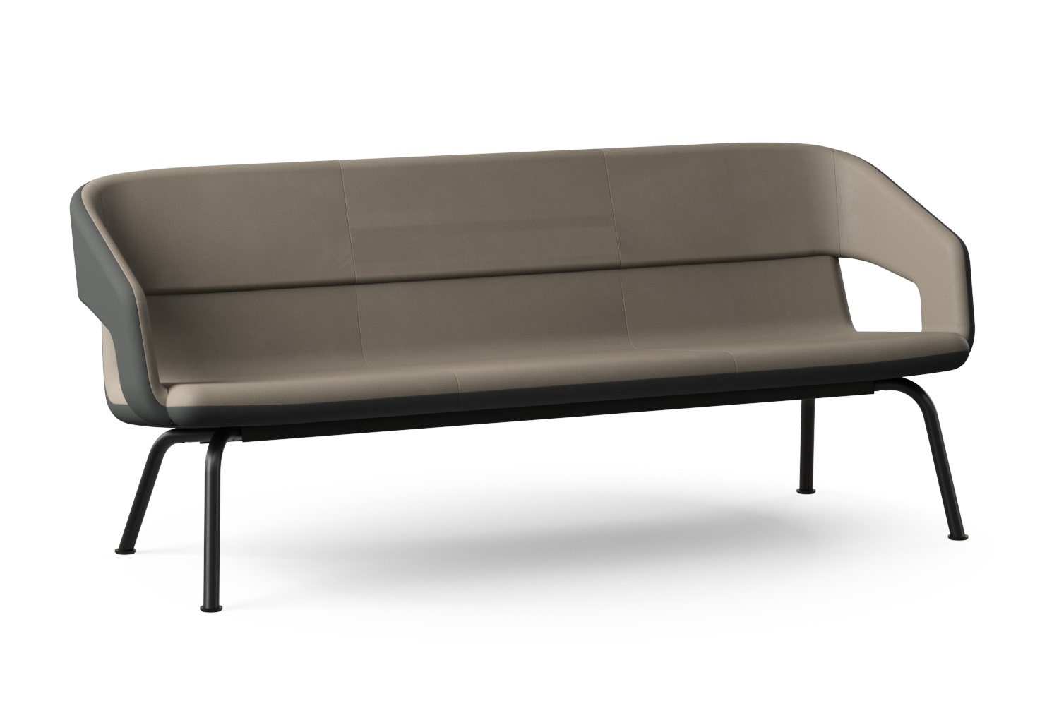 Twist & Sit Polyurethane Low Back 3-Seater Sofa w/Steel Frame & Base (Fabric 1)