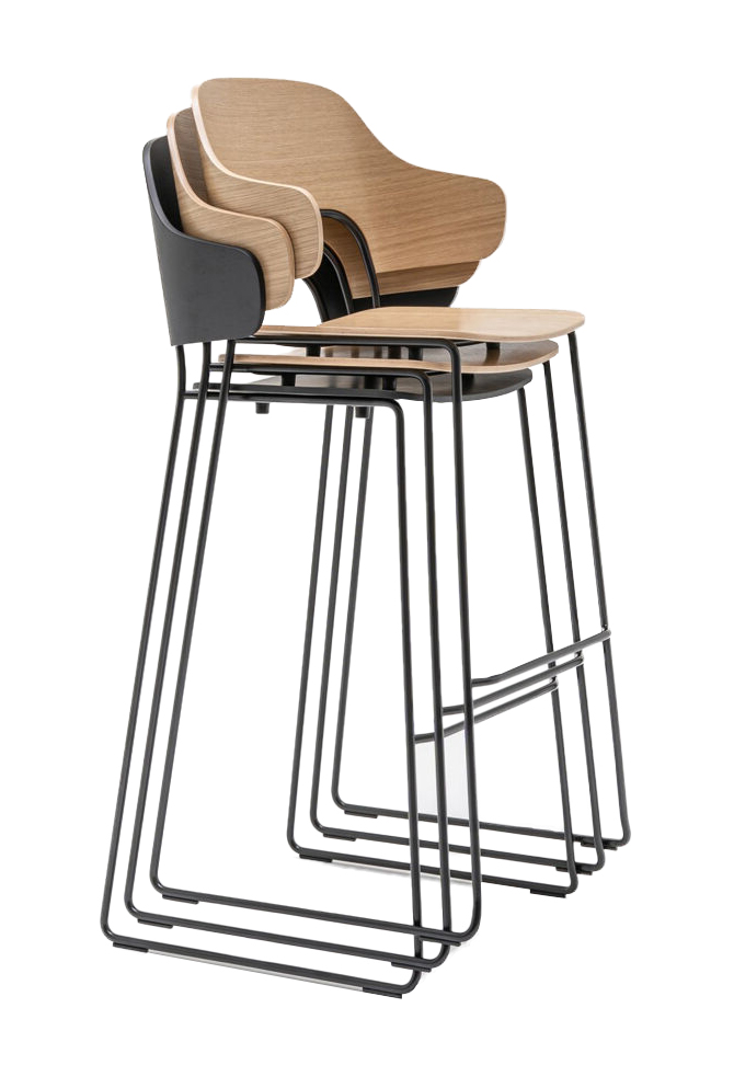 Afi Plywood/Metal Stackable Office High Stool w/Wing Backrest