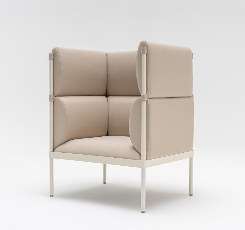 Stilt Fabric Office Highback Armchair w/Metal Legs