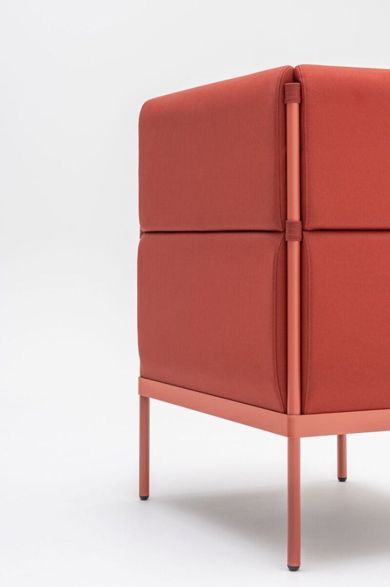 Stilt Fabric Office Highback Armchair w/Metal Legs