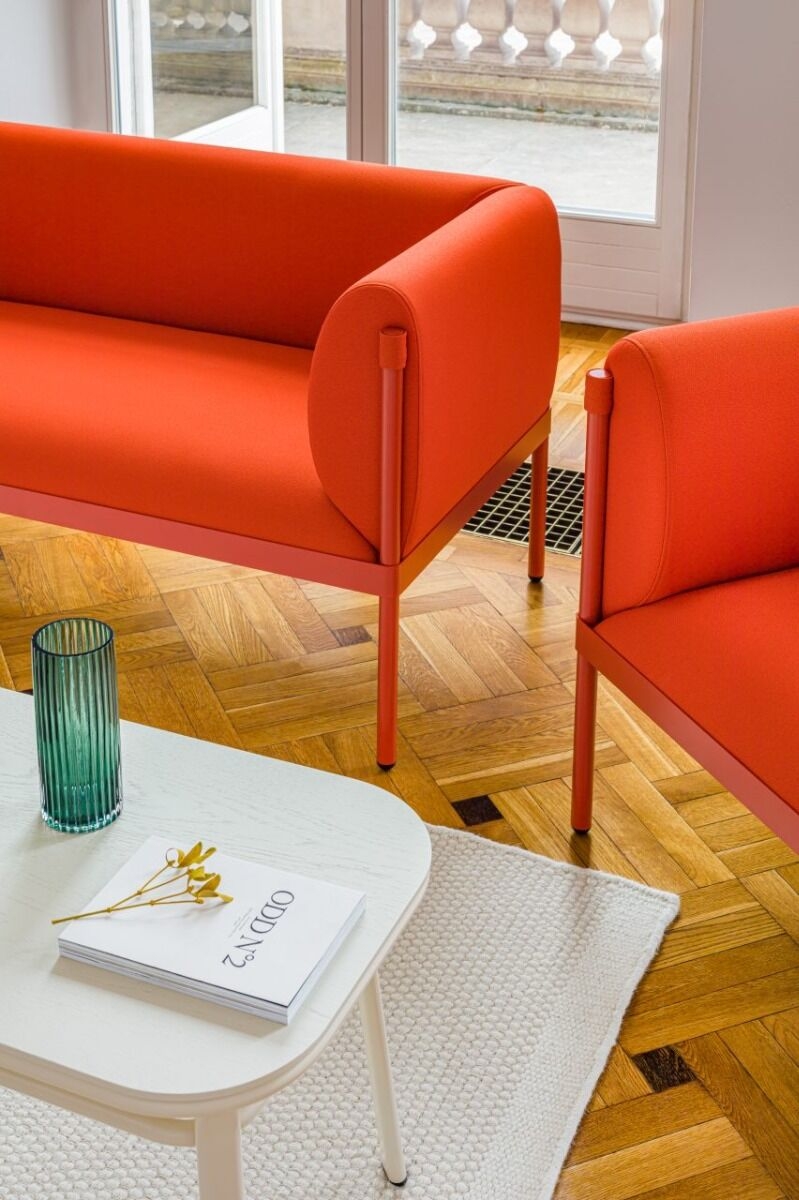 Stilt Fabric Office Armchair w/Metal Legs