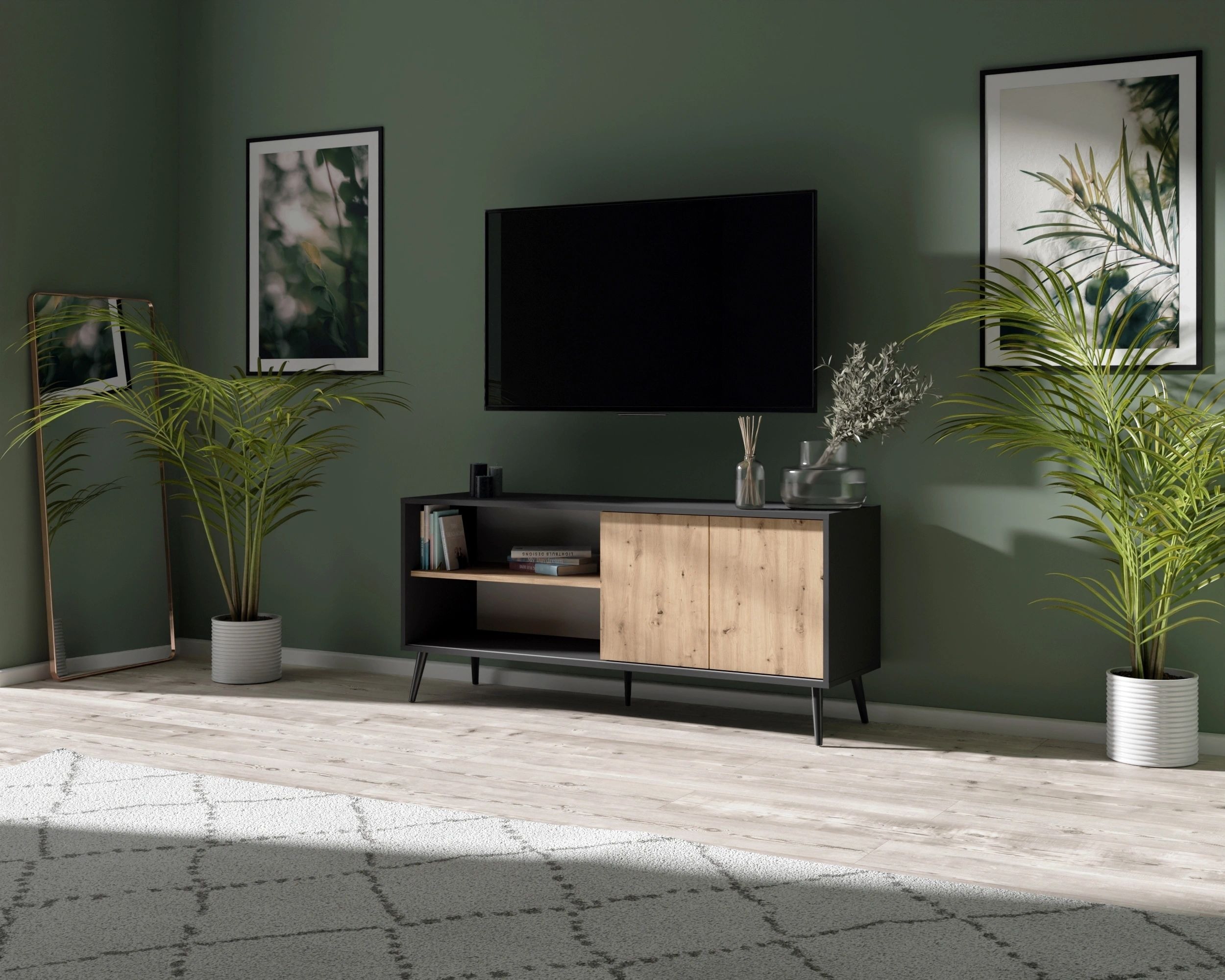 Toronto Wood TV Stand with 2 Doors 2 Shelves