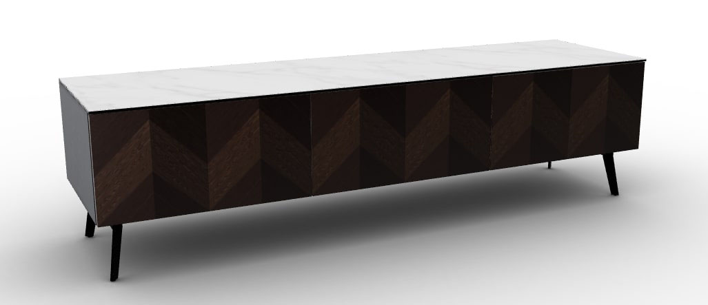Universal Ceramic/Wood Customizable TV Stand w/2 Doors & Drop-Down Door & Metal Legs