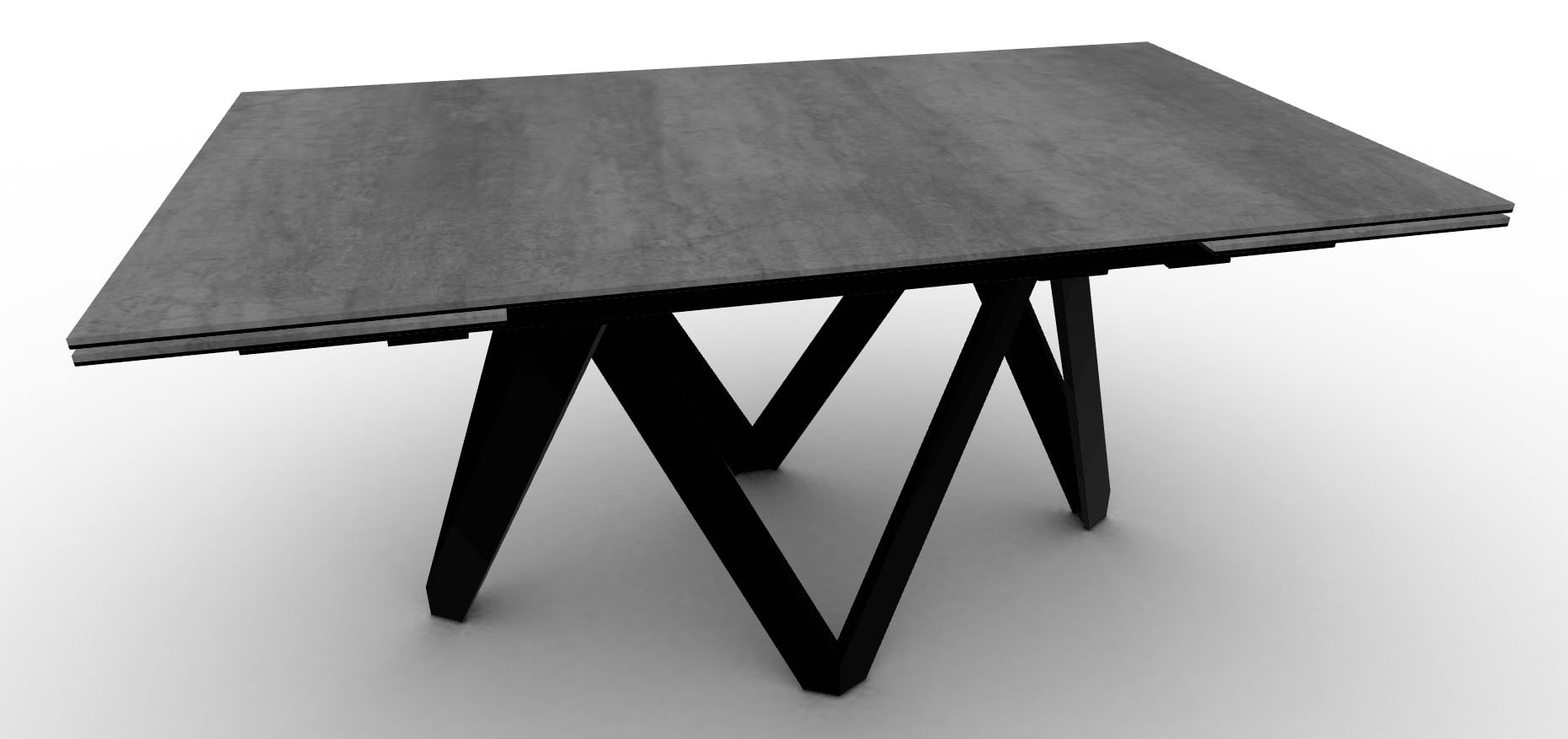 Cartesio W62.9"-78.7"-94.4" Ceramic/Metal/Wood Customizable Extendable Rectangular Dining Table