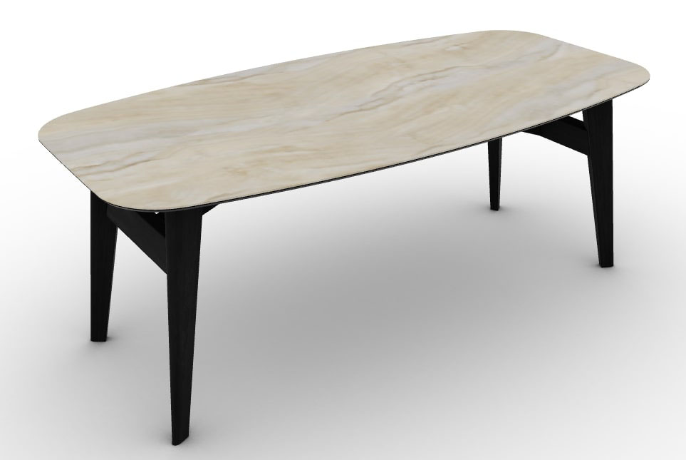 Abrey W78.7-inch Ceramic/Wood Customizable Elliptical Dining Table