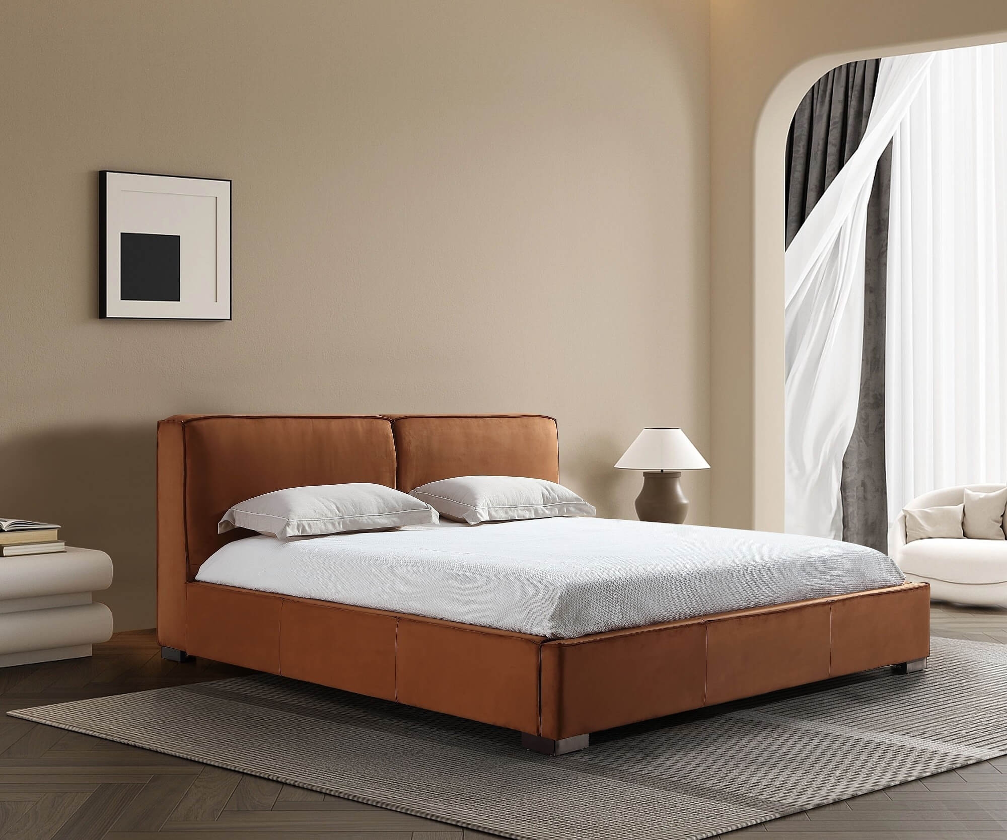 Serene Eco-Suede Upholstered Bed, King Size