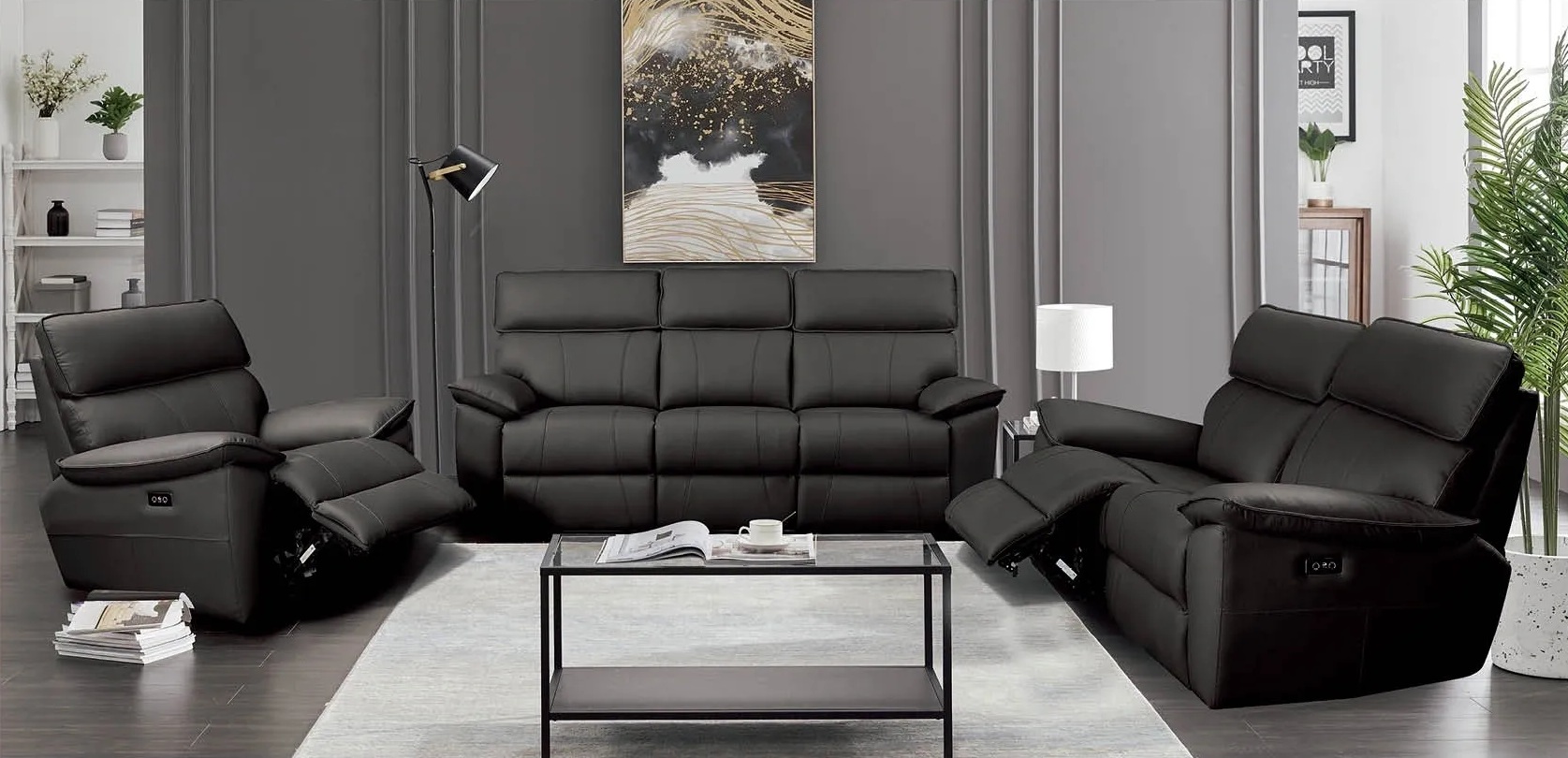 SF630 Leather Power Reclining Living Room Set