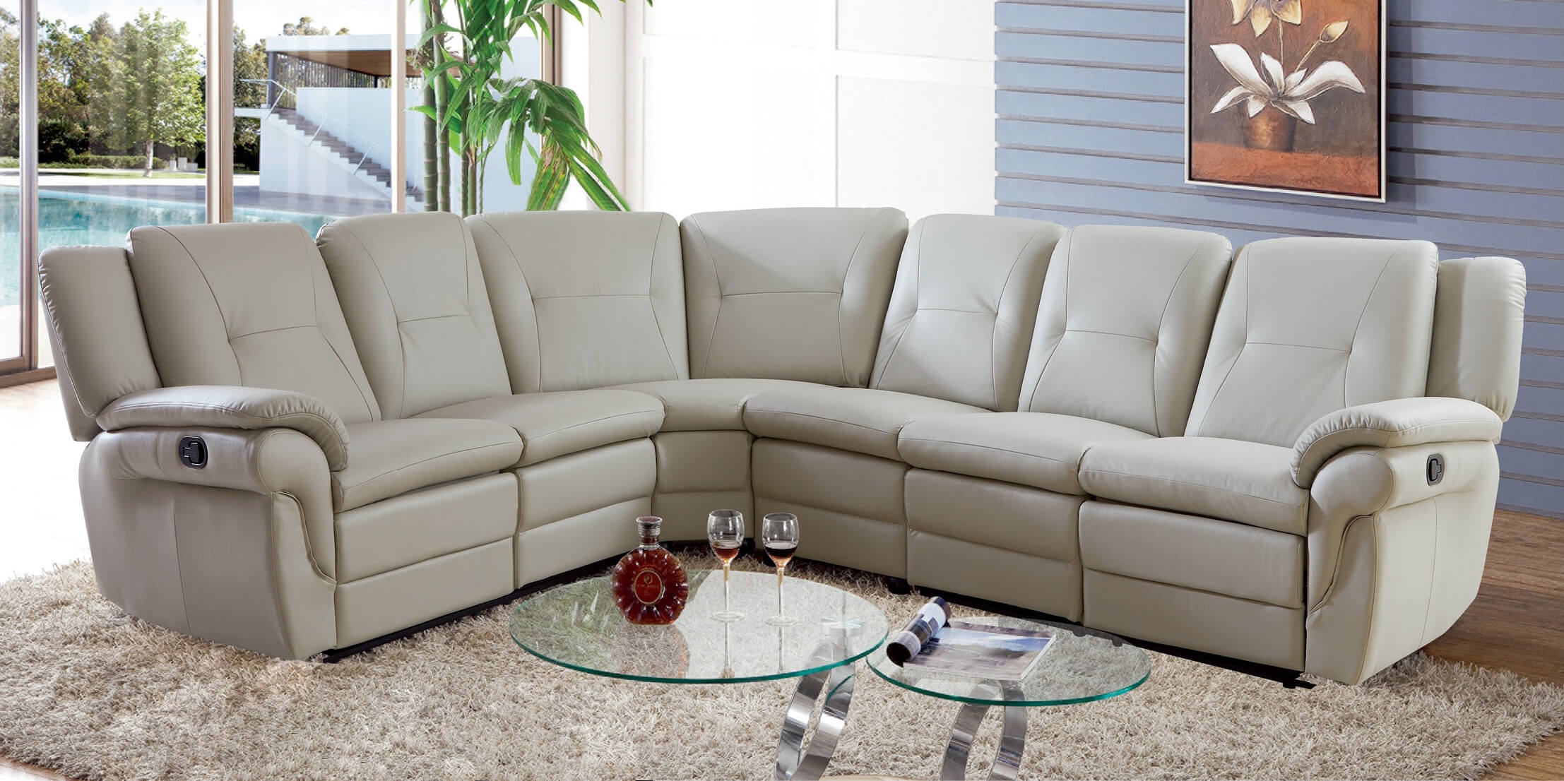 SF 323 Italian Leather Sectional Recliner Sofa