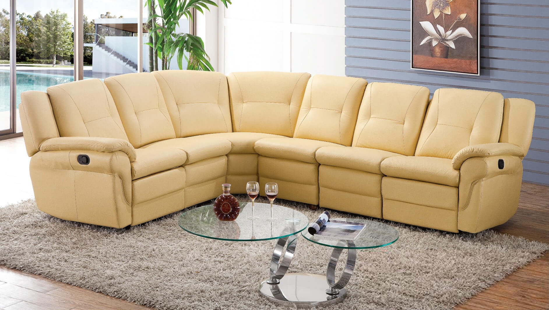 SF 323 Italian Leather Sectional Recliner Sofa