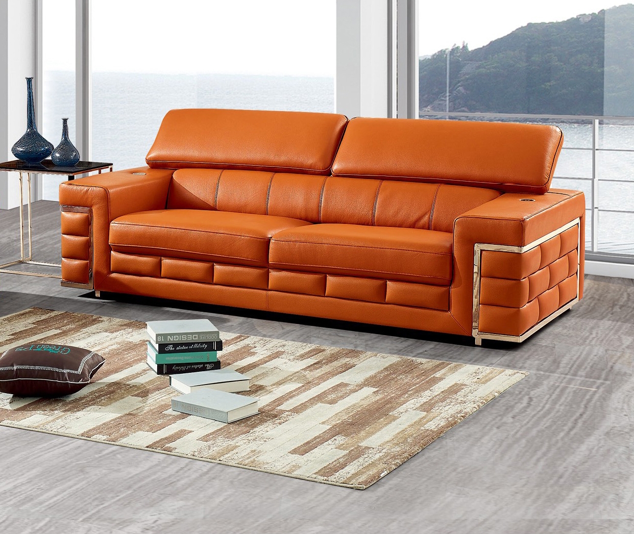 SF 800 Italian Leather Sofa w/Adjustable Headrest