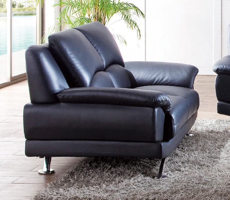 Italian Leather Loveseat, Black