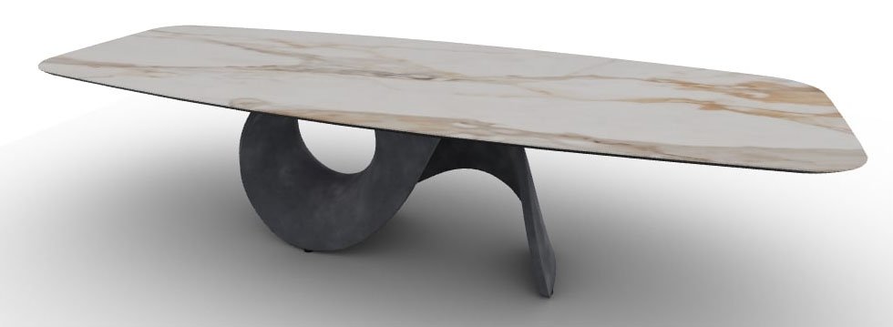 Seashell W118.1-inch Ceramic/Cement Customizable Elliptical Dining Table