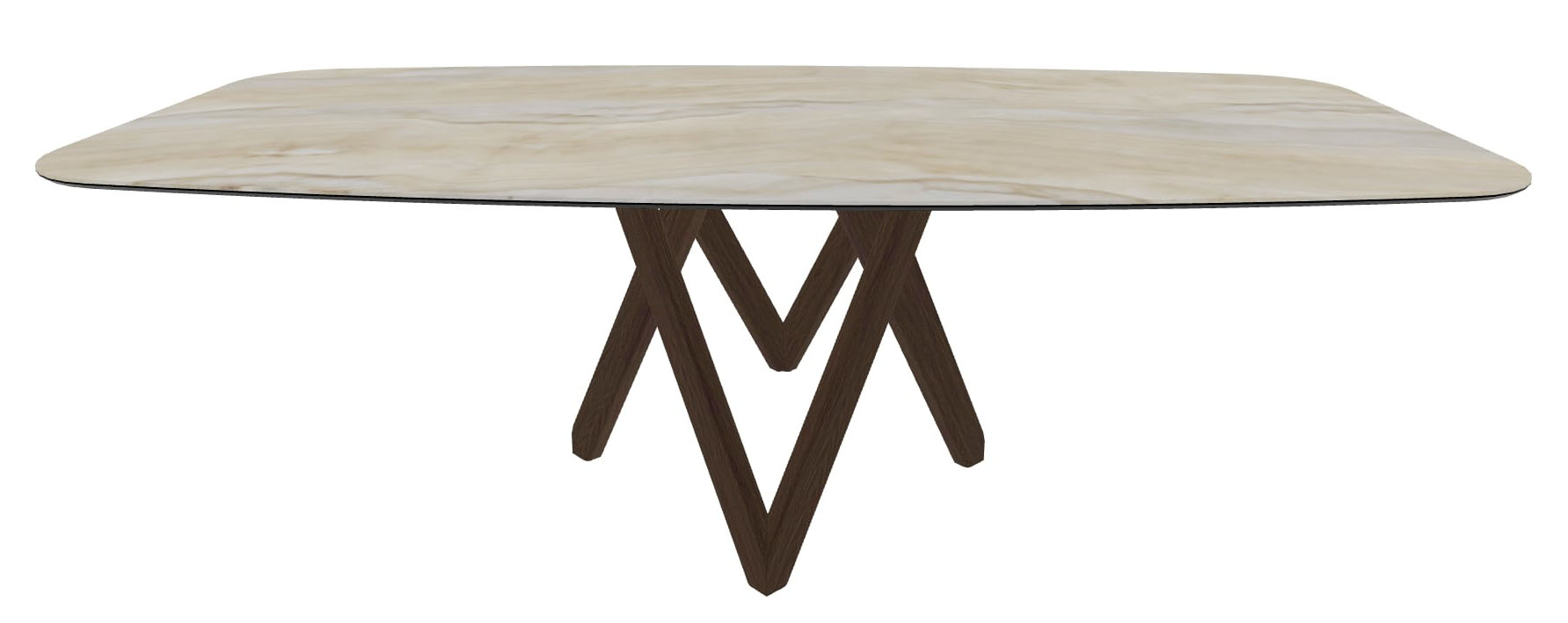 Cartesio W98.4-inch Ceramic/Metal/Wood Customizable Elliptical Dining Table