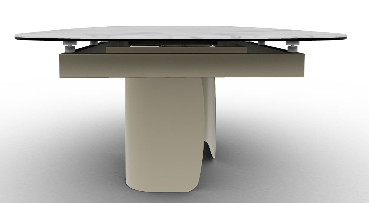 Twins Metal/Ceramic Rectangular Extendable Dining Table w/Rounded Corners