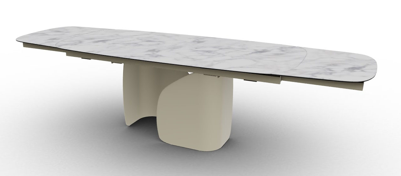 Twins Metal/Ceramic Rectangular Extendable Dining Table w/Rounded Corners