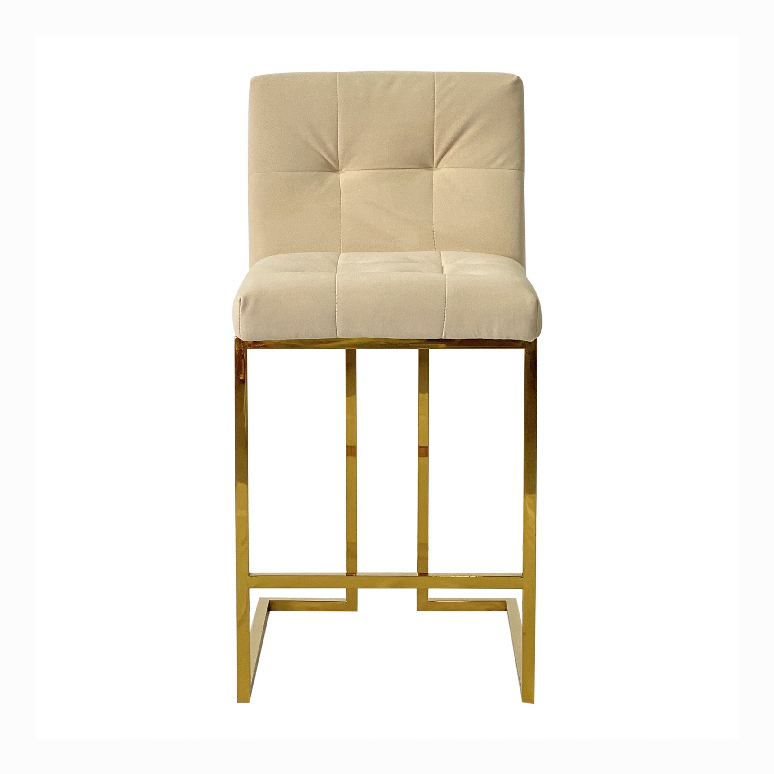 Timeless Armless Velvet Bar Stool