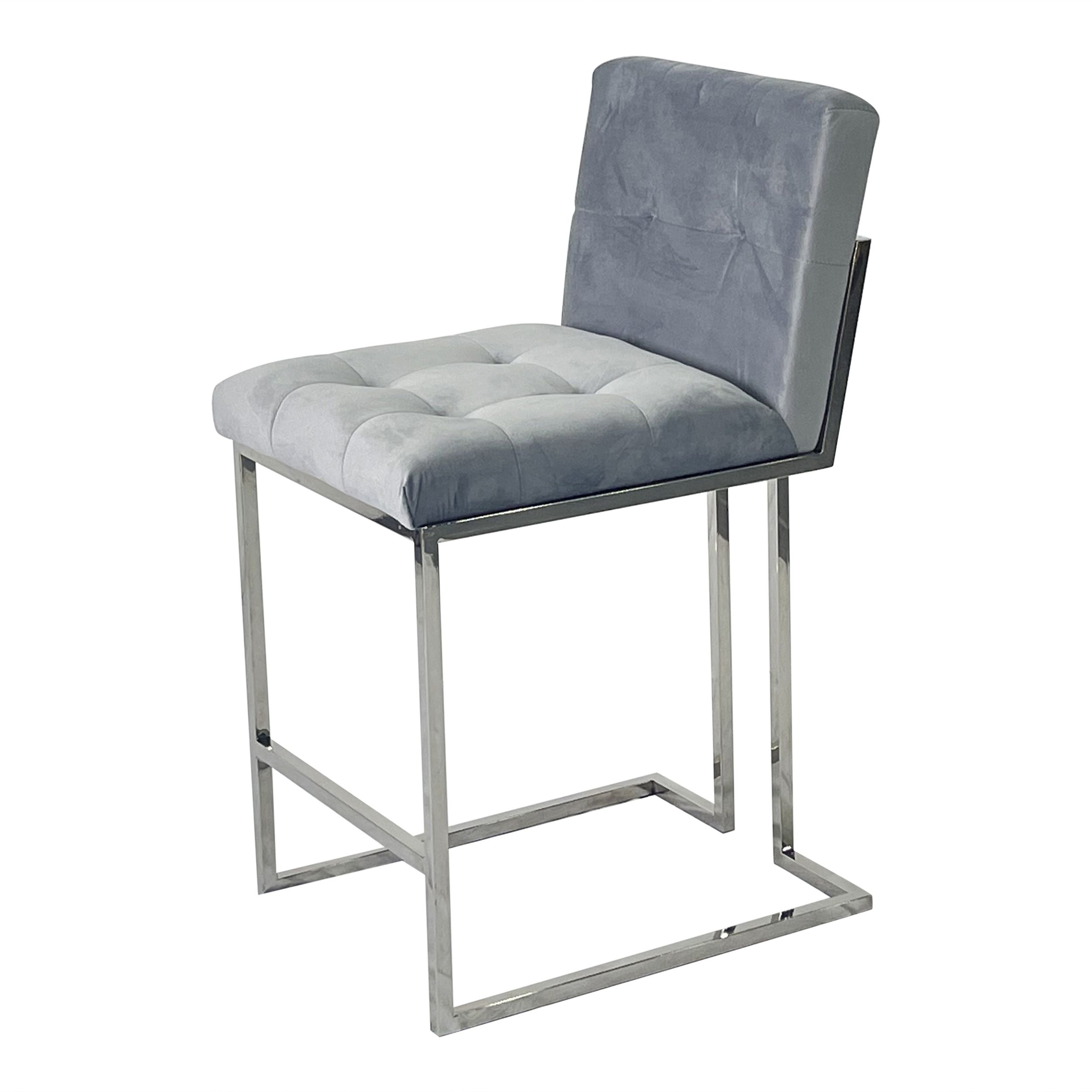 Timeless Armless Velvet Bar Stool