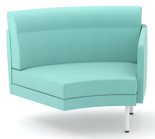 Curved left single ottoman with 2 legs