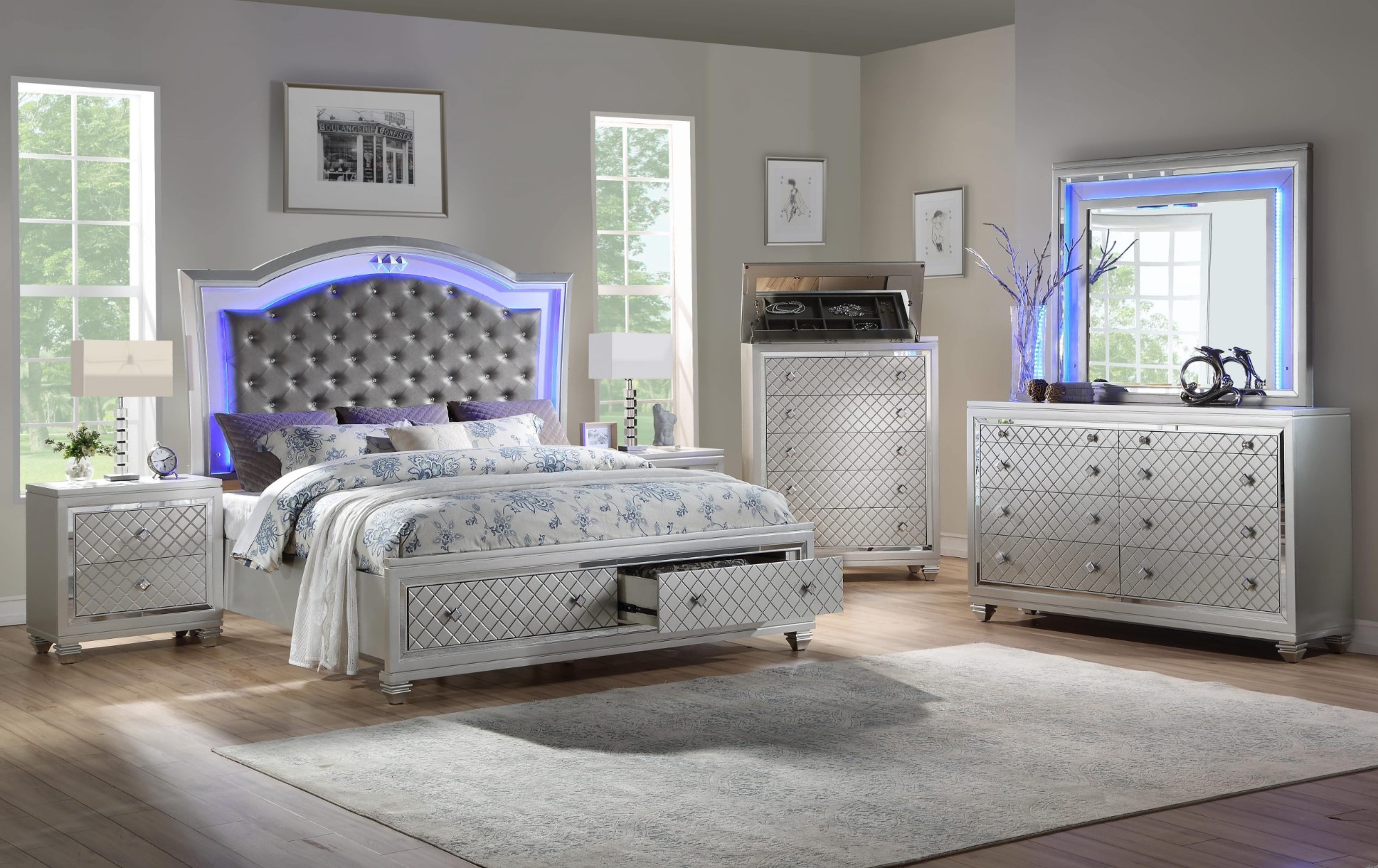 Shiney 2-Drawer Wood Veneer Nightstand