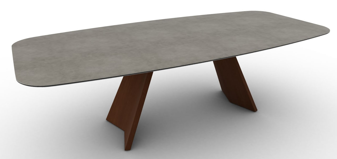 Icaro W98.4-inch Ceramic/Wood Customizable Elliptical Dining Table